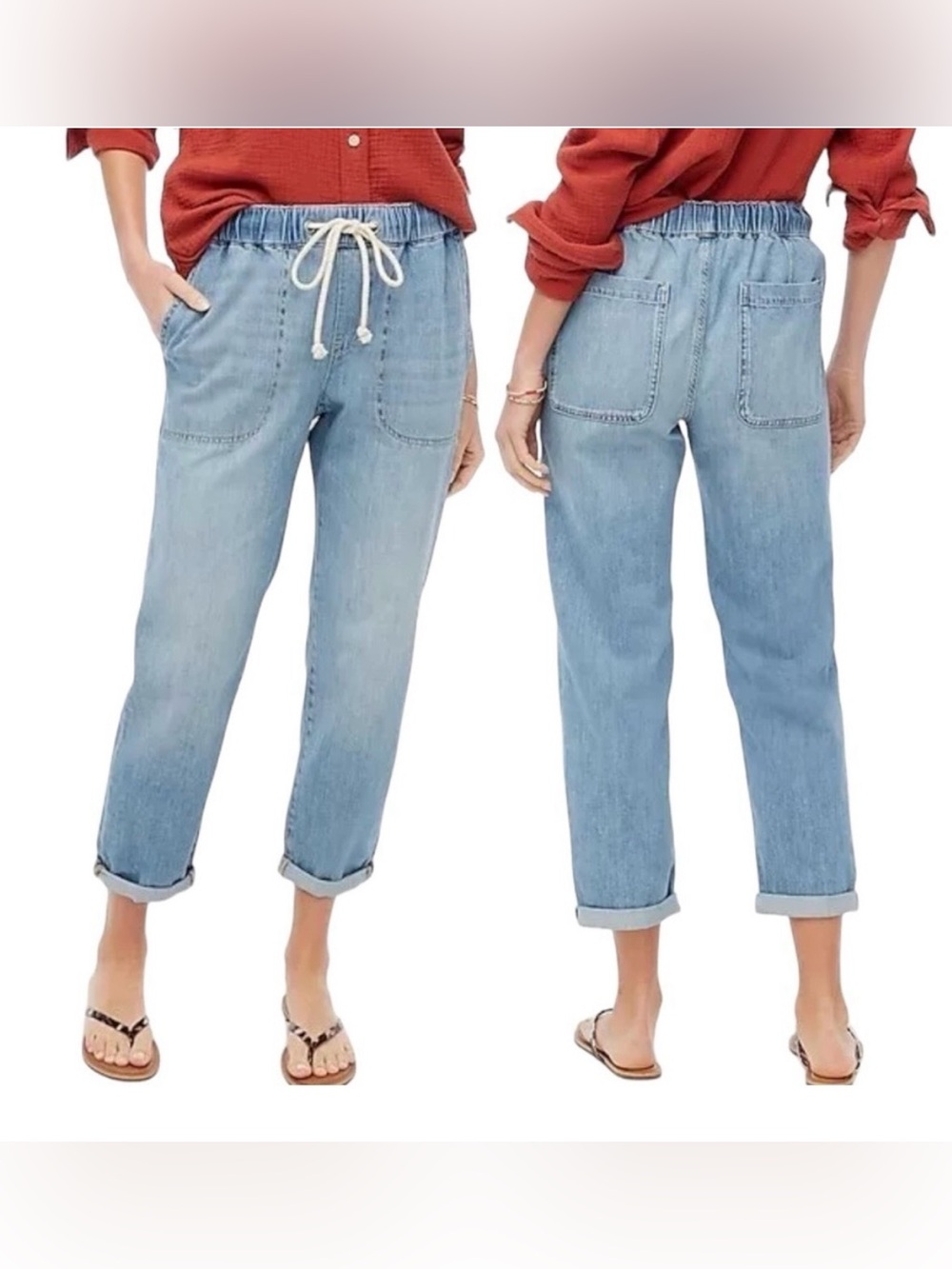 J. Crew Denim Jogger with Rope Tie Closure